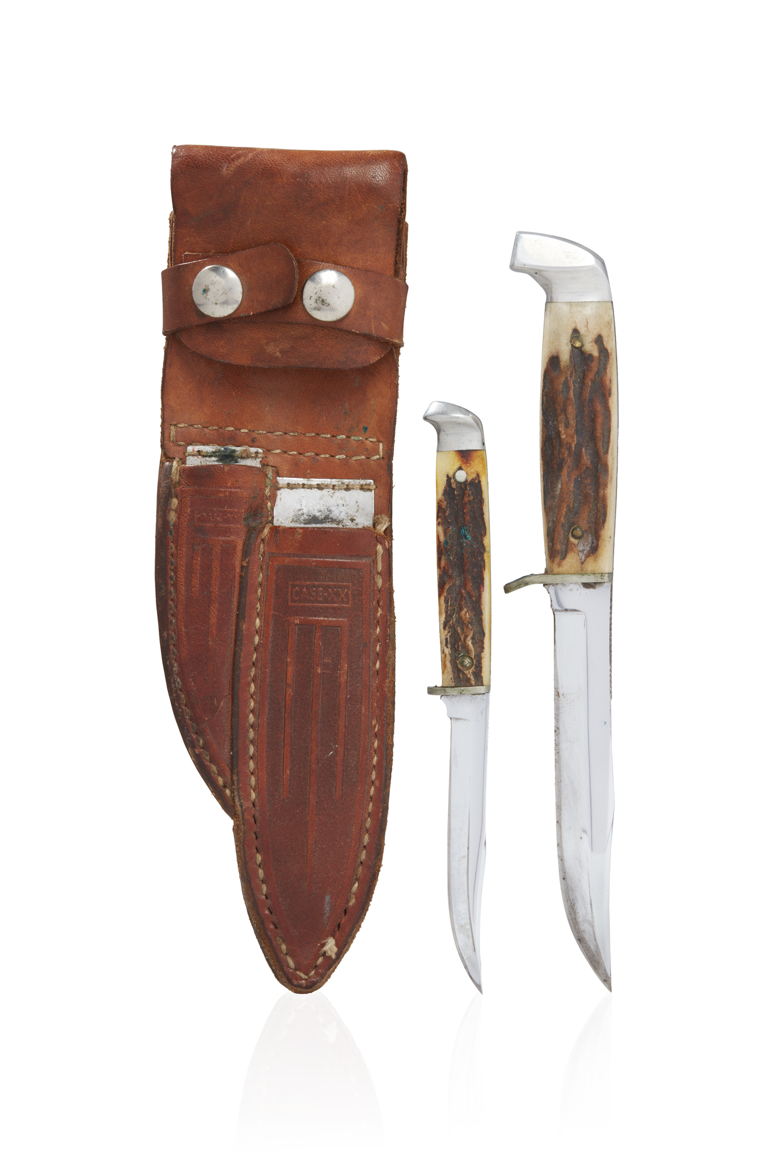 Double Sheathed Case Stag Handle Knives Witherell's Auction House