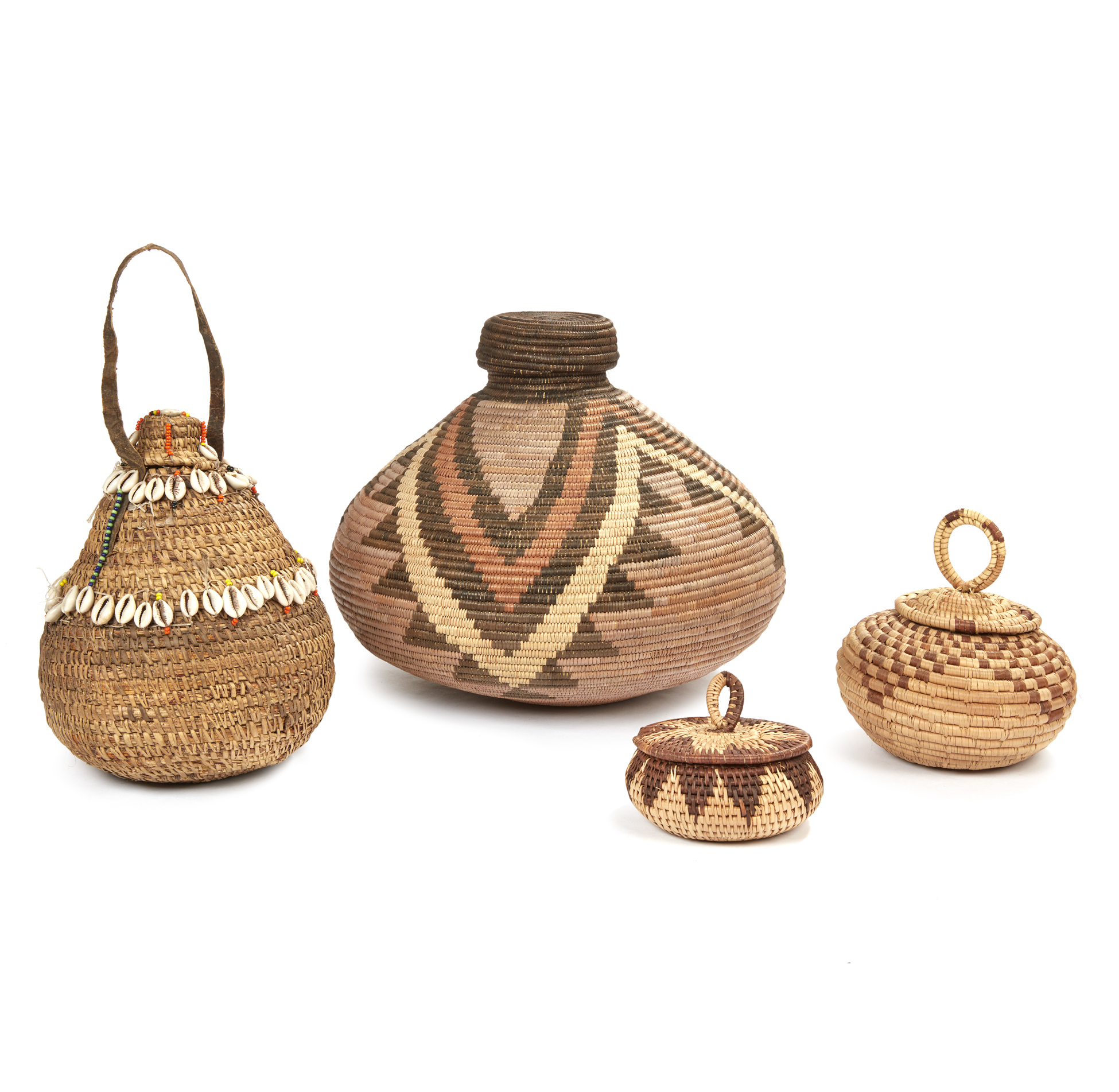 Zulu, South Africa “Ukhama” Storage Basket, Kenya Basket, Two Matabele