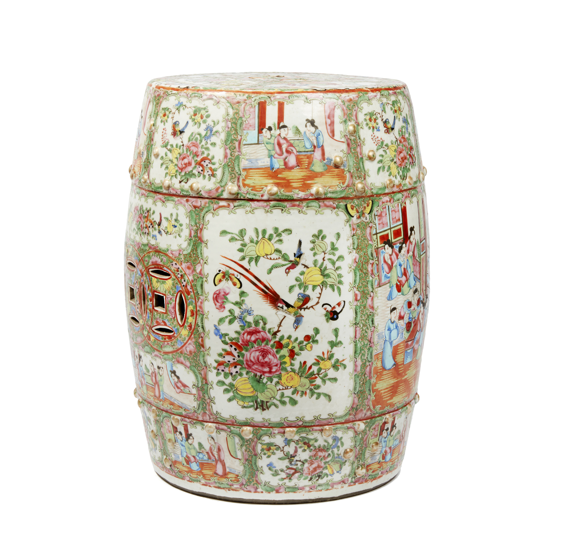 Chinese Rose Medallion Ceramic Garden Seat Witherell's Auction House