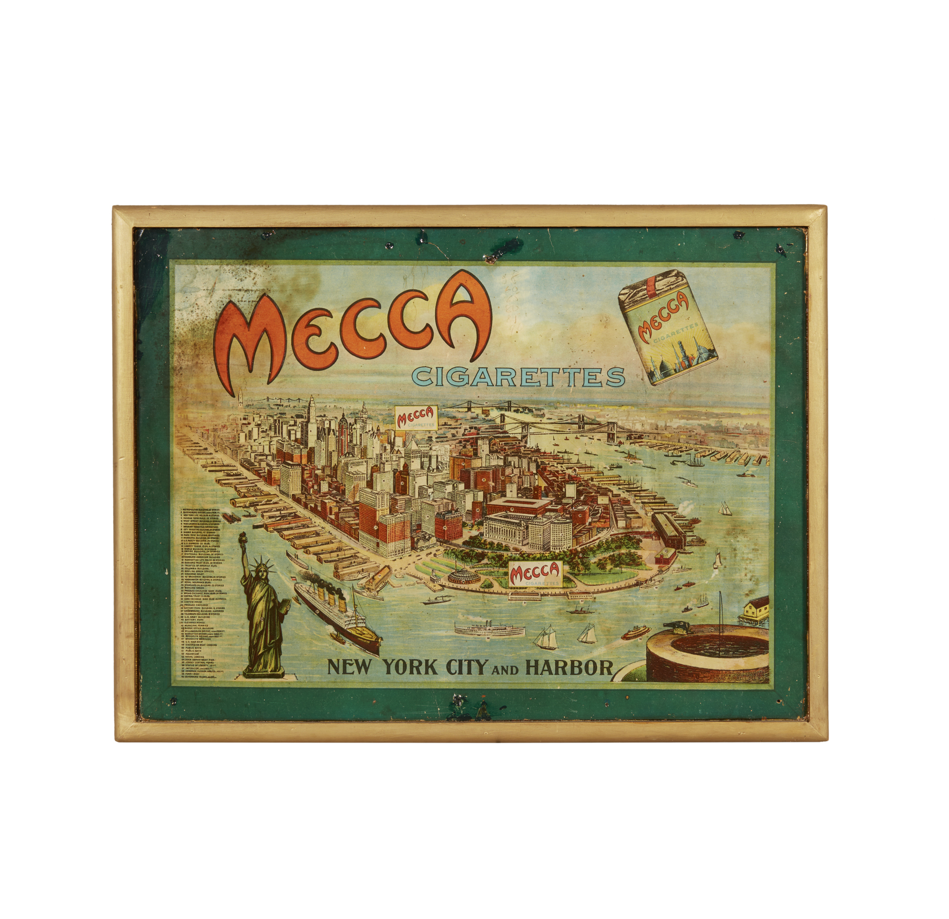 Mecca Cigarettes New York City and Harbor Advertisement Witherell's