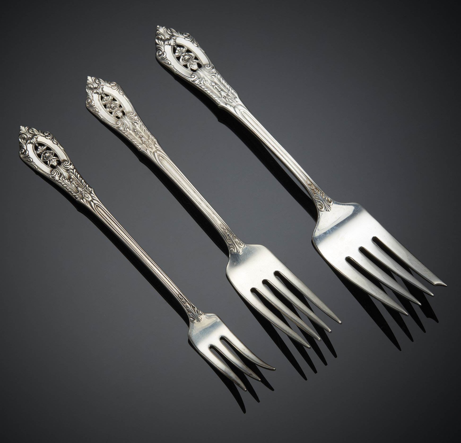 Wallace Sterling Flatware, Rose Point Pattern, 33 ozt Witherell's