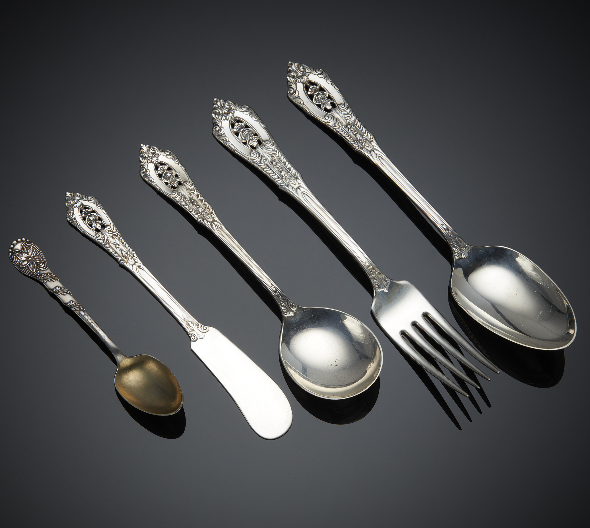 Wallace Sterling Flatware, Rose Point Pattern, 15.95 ozt Witherell's