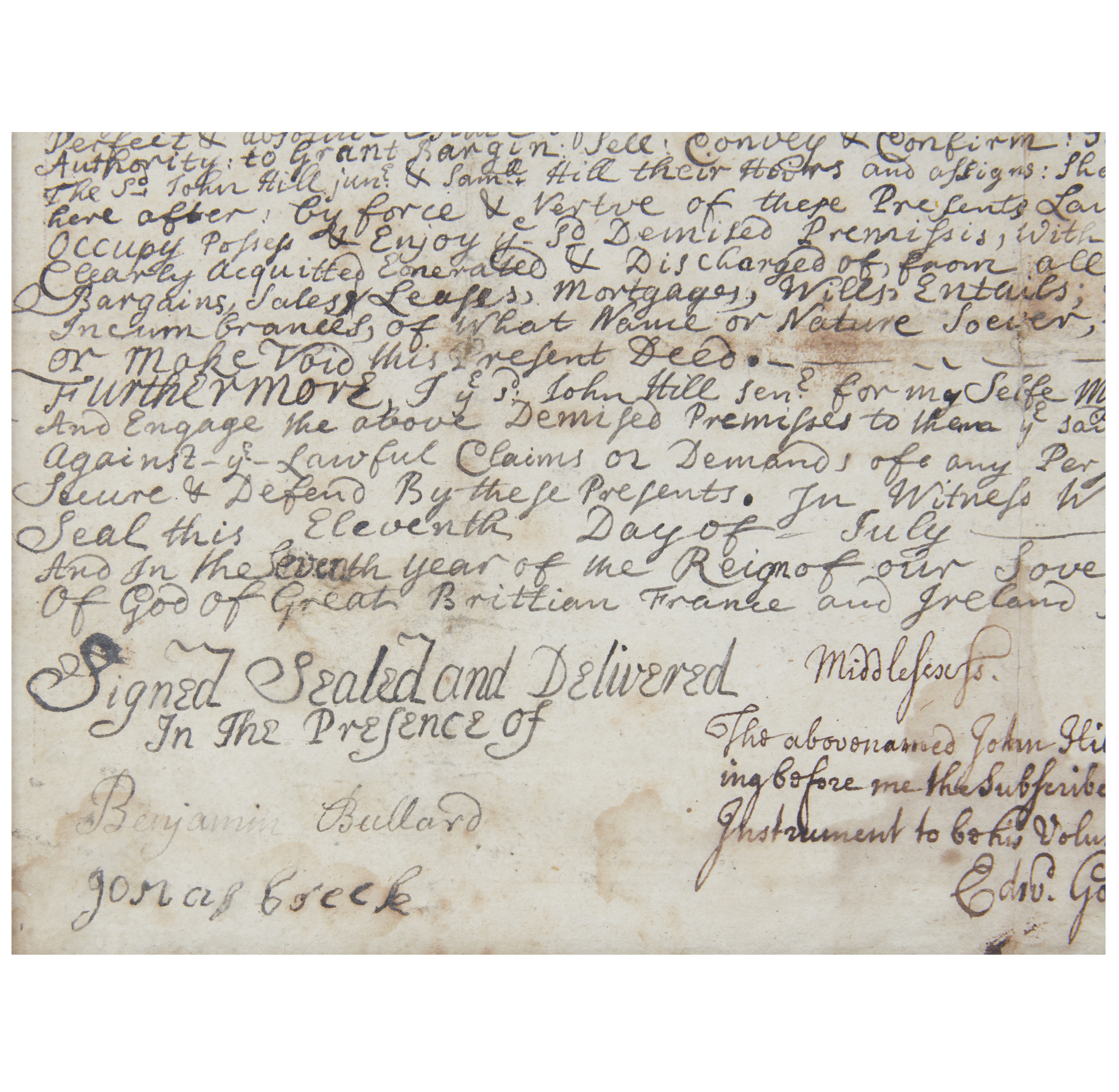 1733 Colonial Land Grant Witherell's Auction House