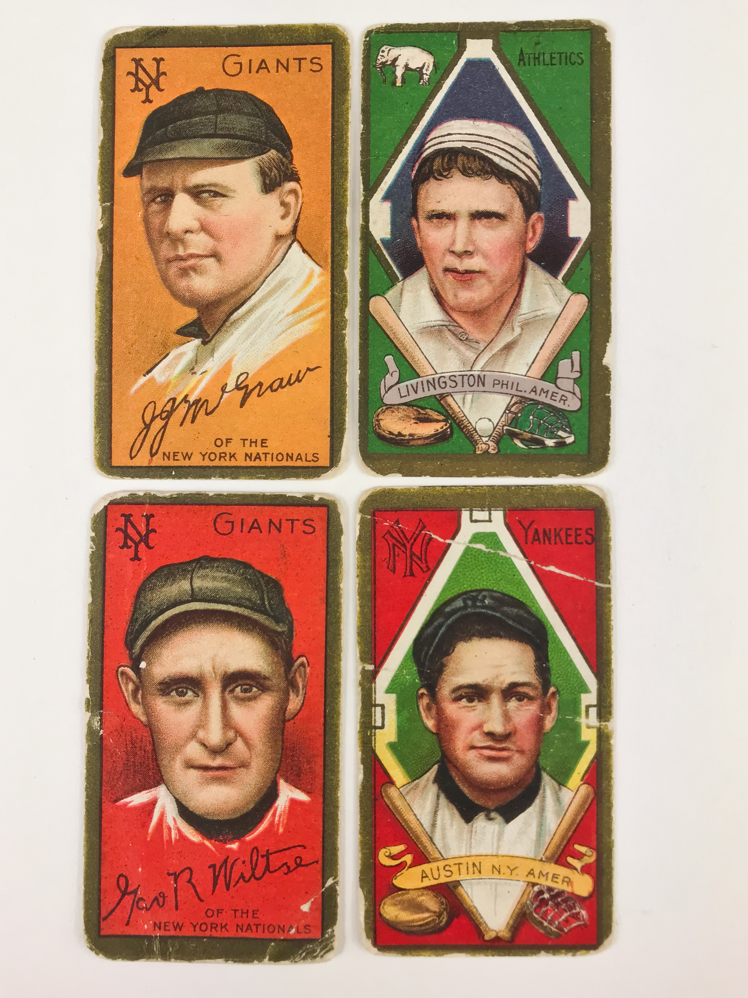 Four 1911 T205 Gold Border Baseball Cards Witherell's Auction House