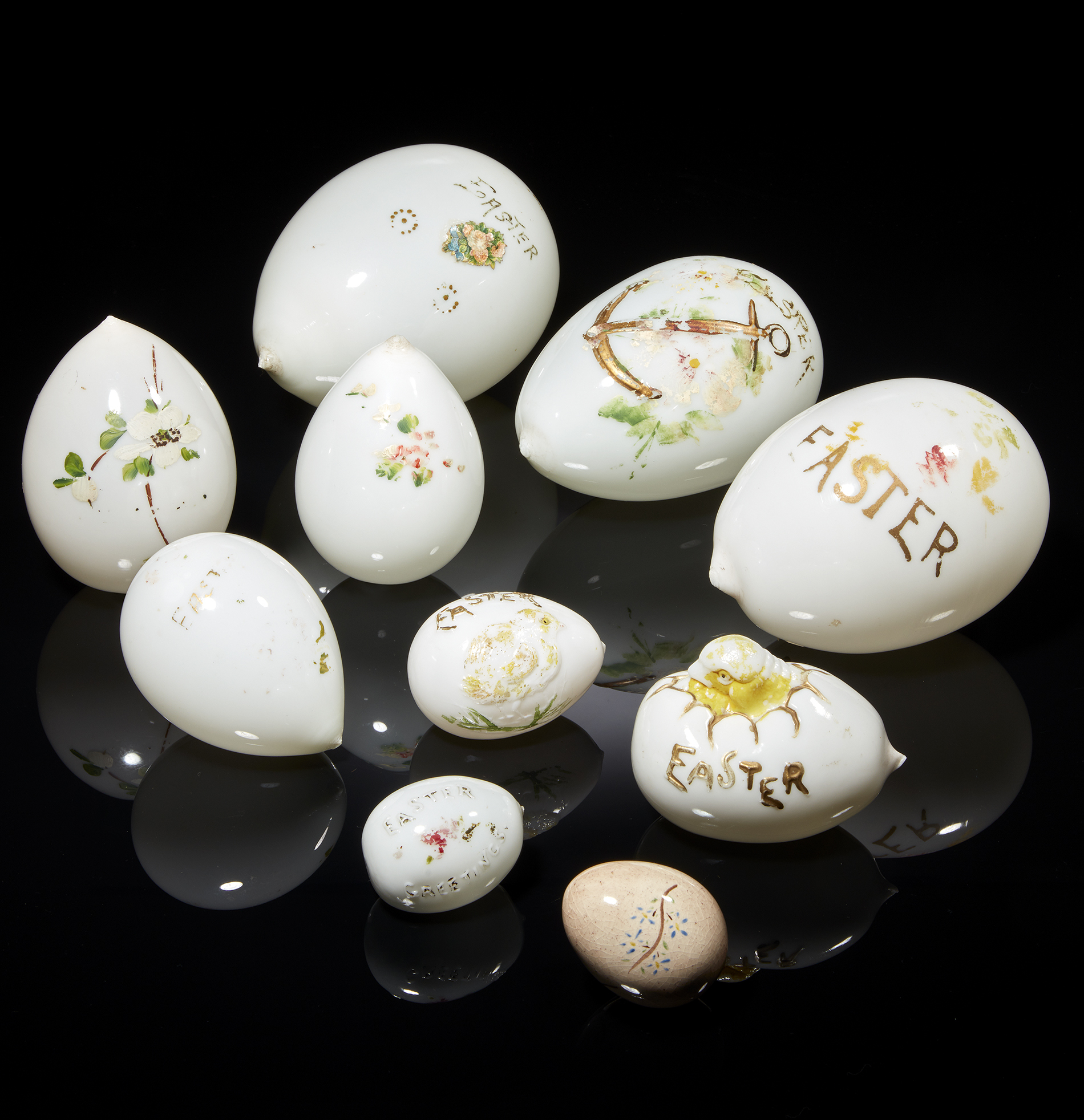 Eight Vintage Glass Eggs Witherell's Auction House