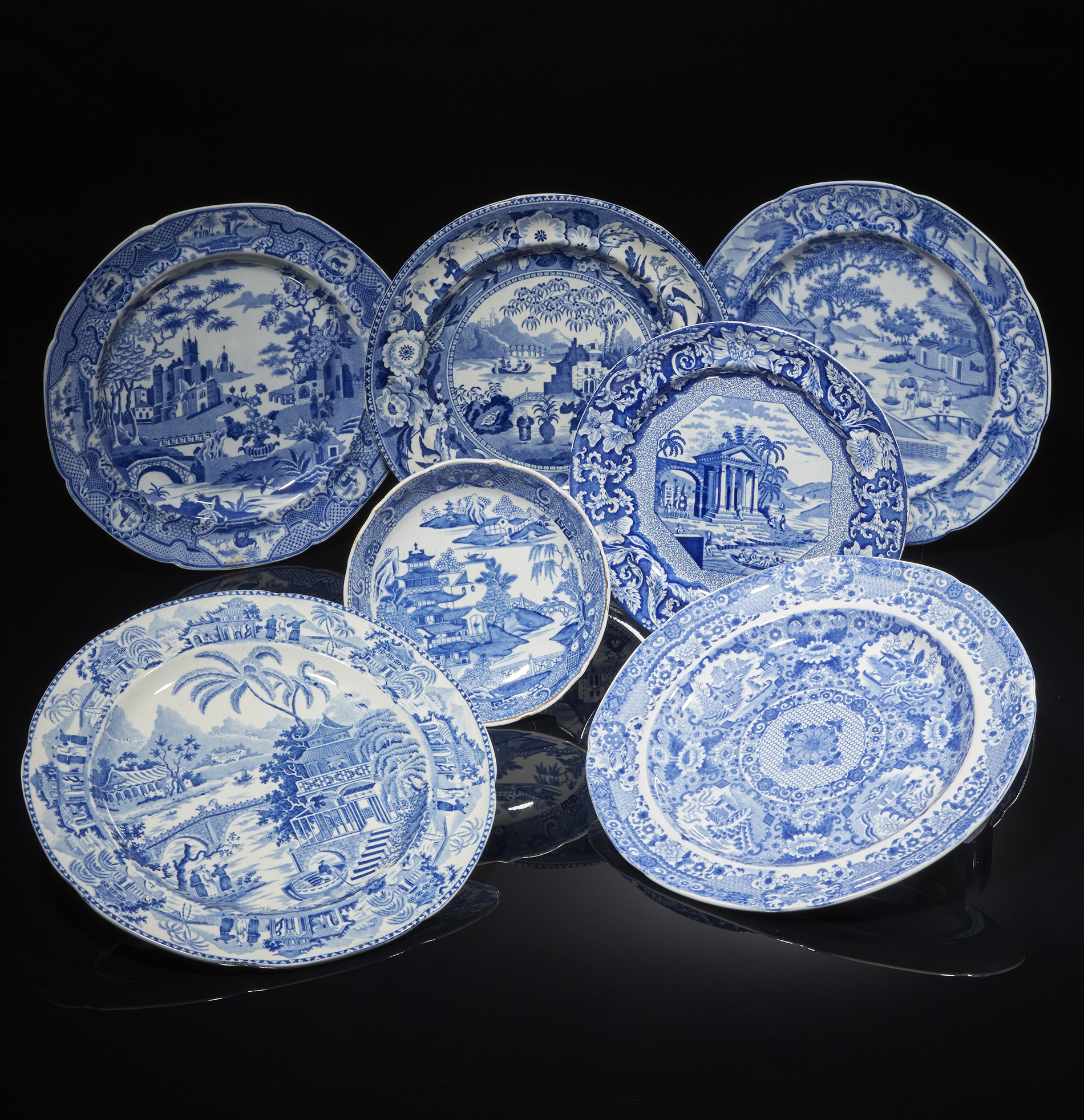 Assorted Blue and White Plates Witherell's Auction House