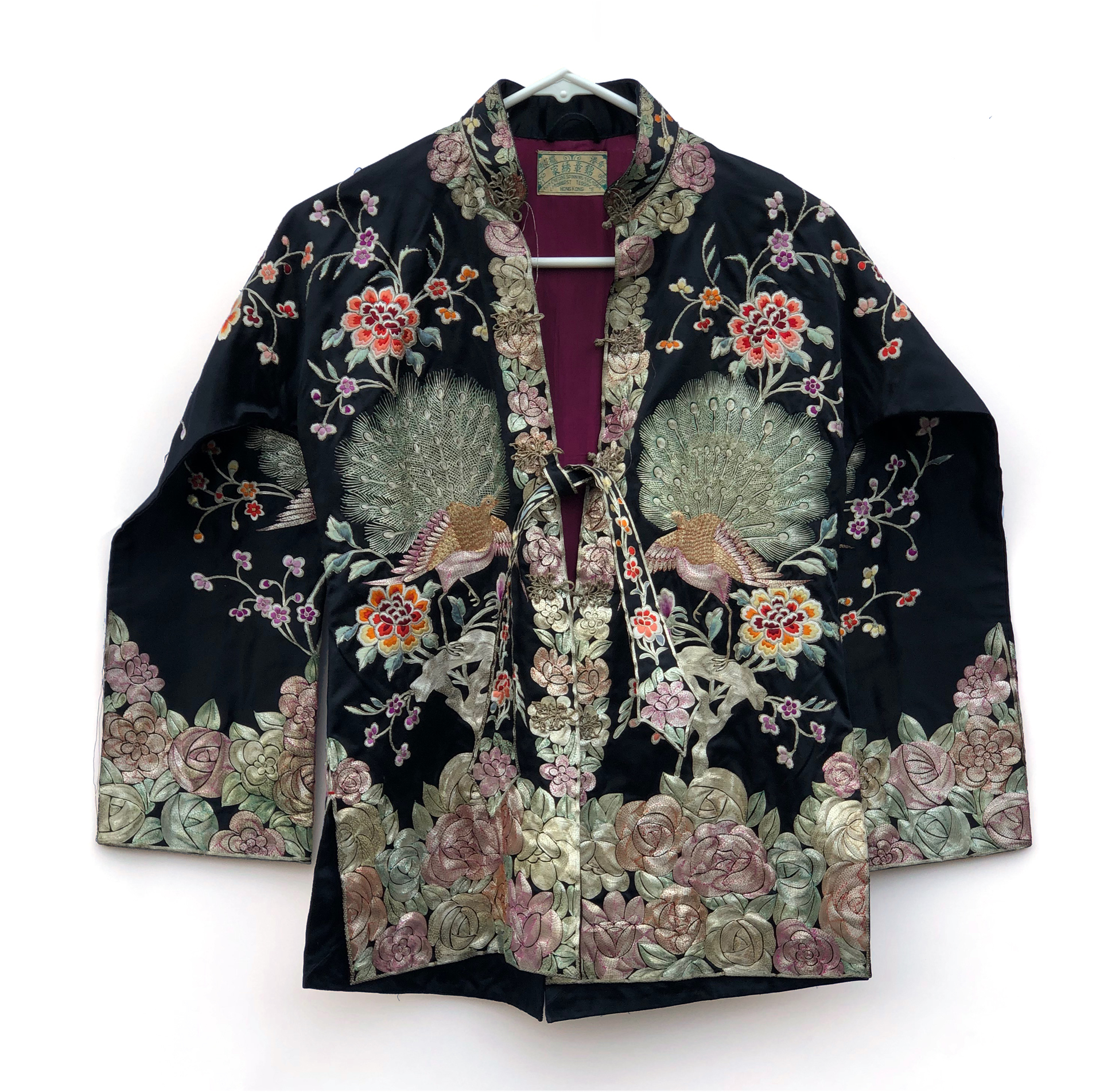 Chinese Black Silk Embroidered Jacket Witherell's Auction House