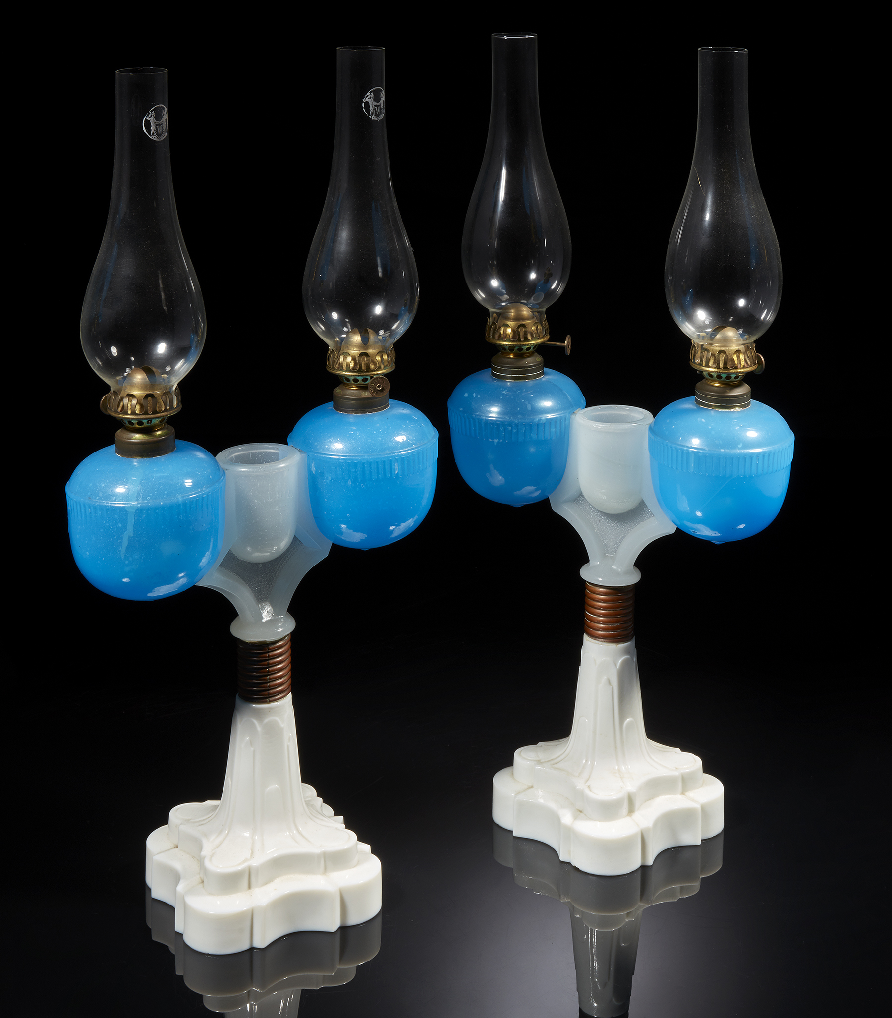 Two Marriage Oil Lamps Witherell's Auction House