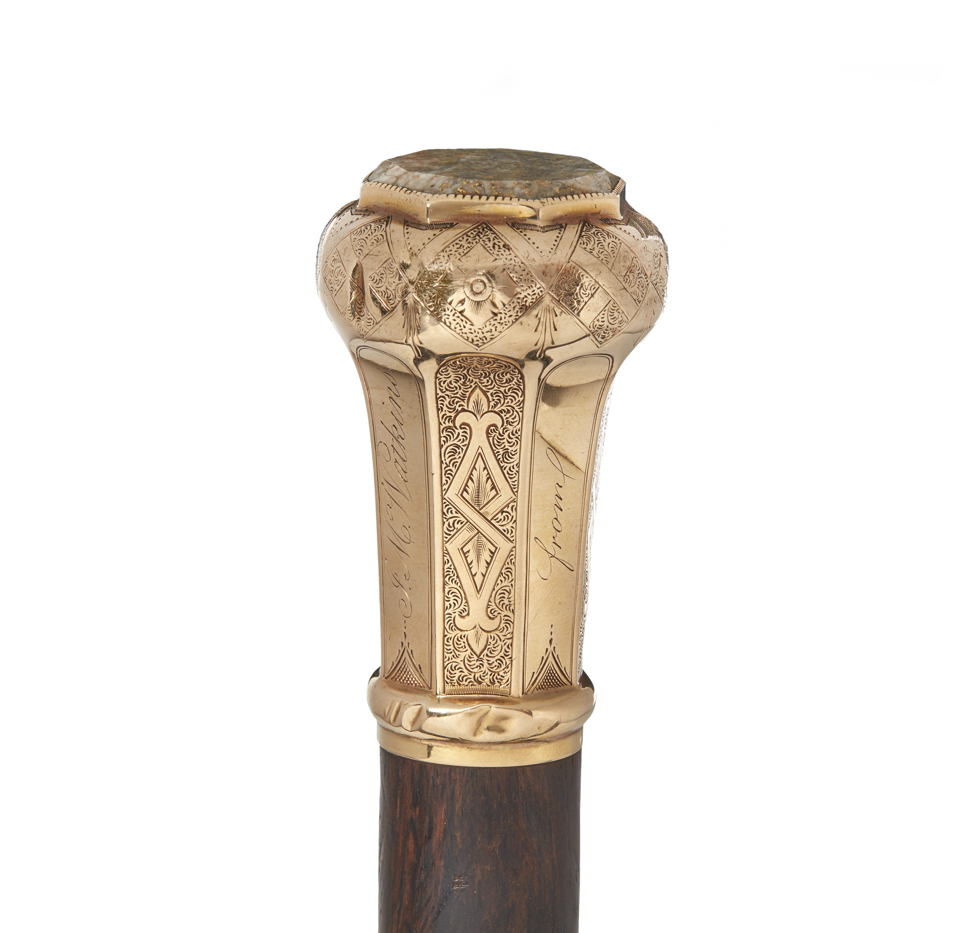 Gold Quartz Walking Stick Witherell's Auction House