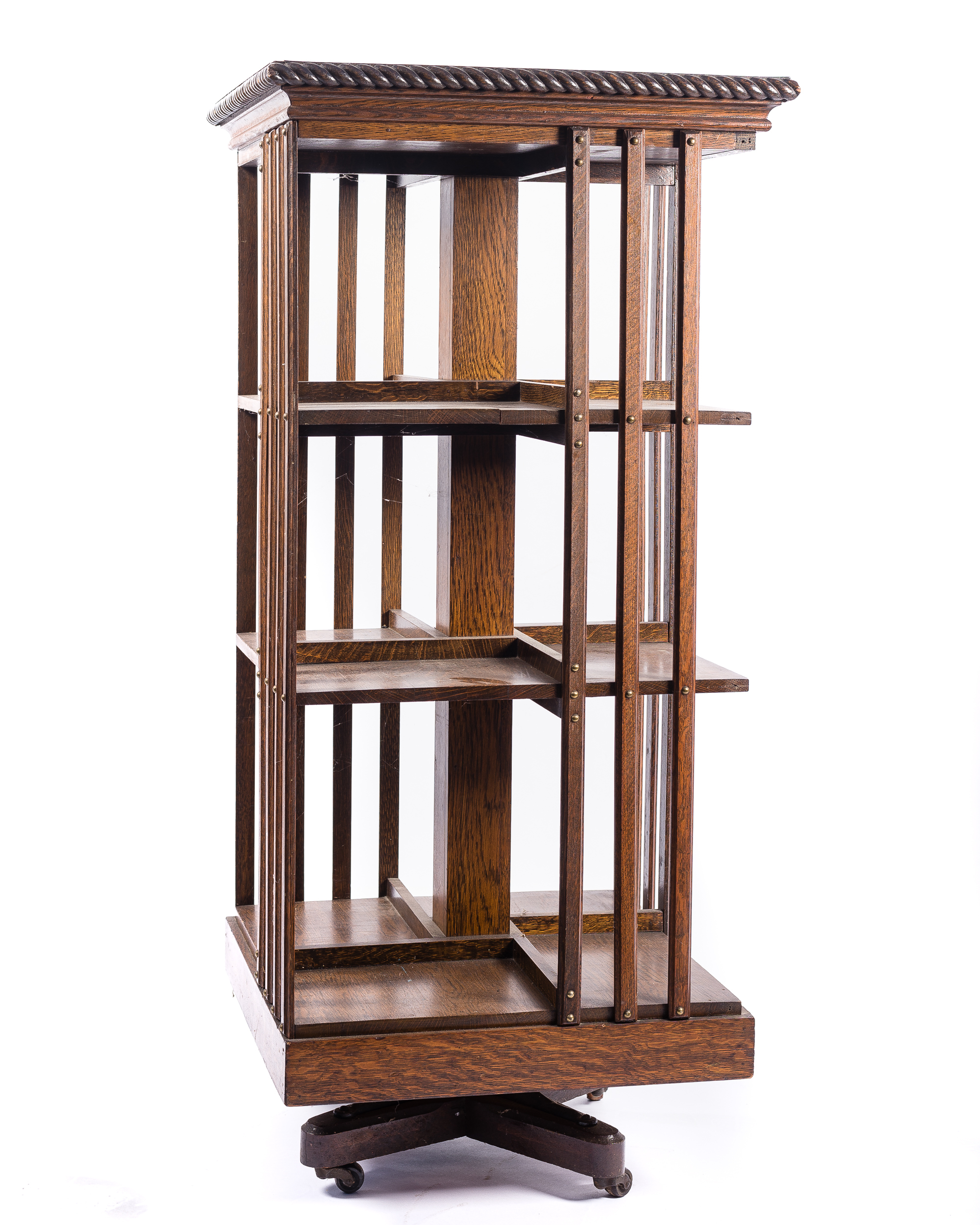 Revolving Oak Library Book Case Witherell's Auction House