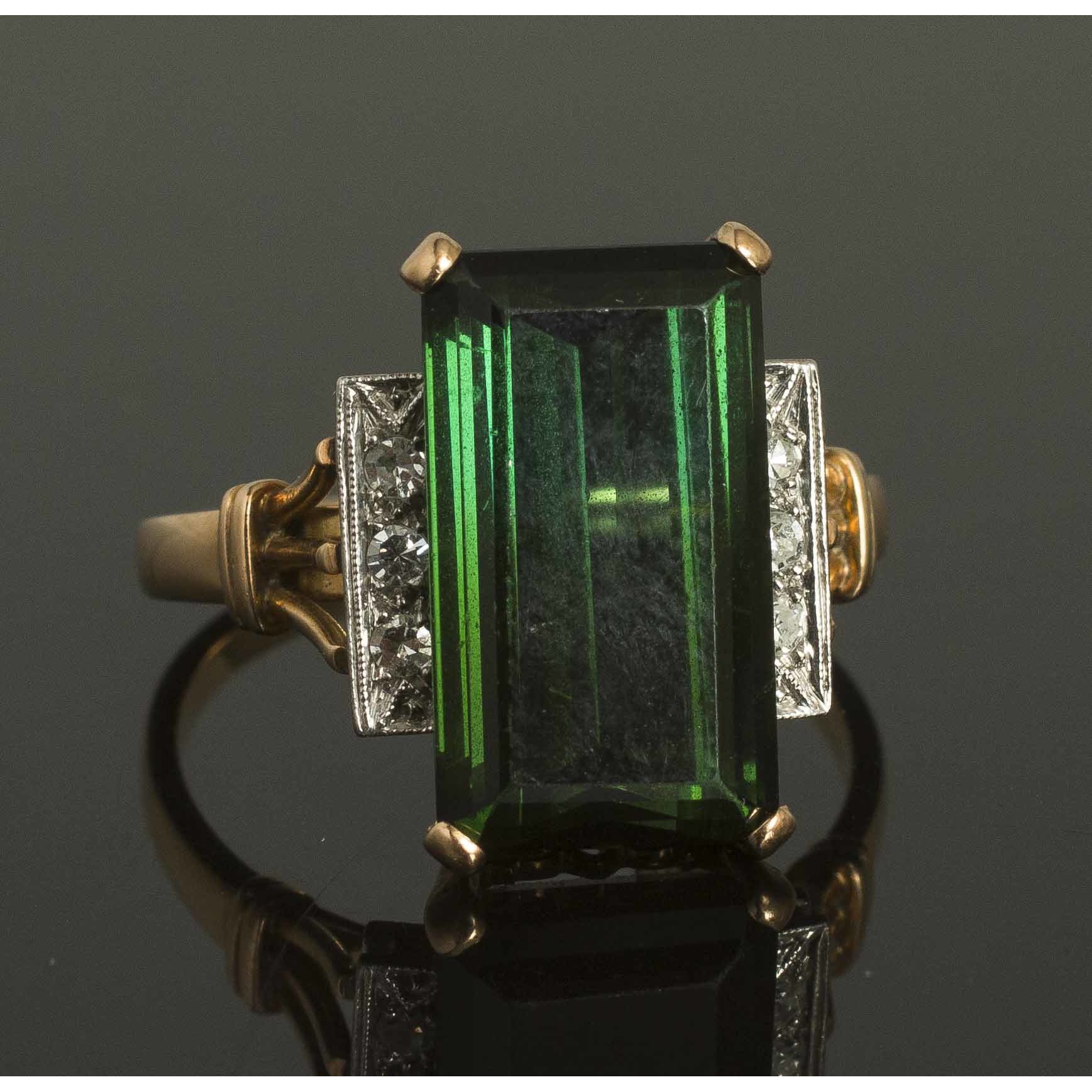 Green Tourmaline Diamond 14k Ring Witherell's Auction House