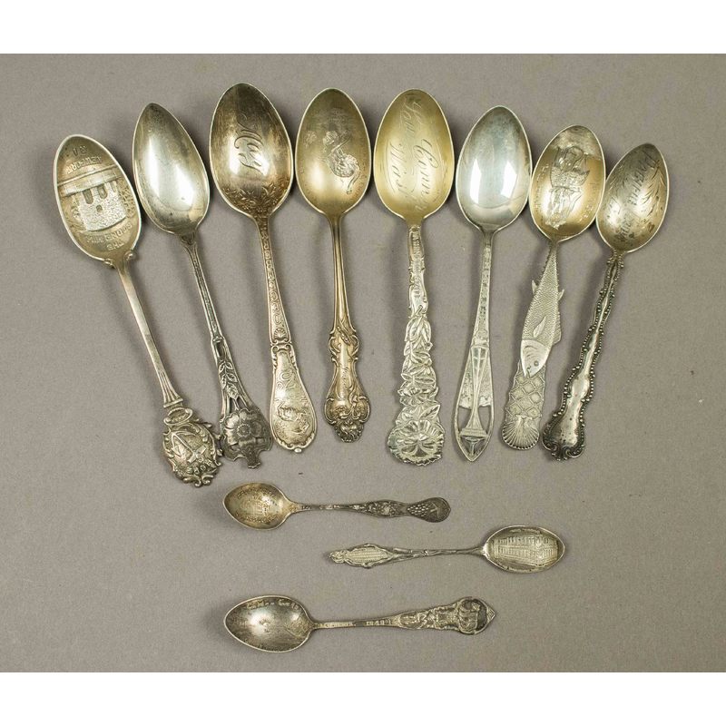 11 Assorted Sterling Collector Spoons Witherell's Auction House