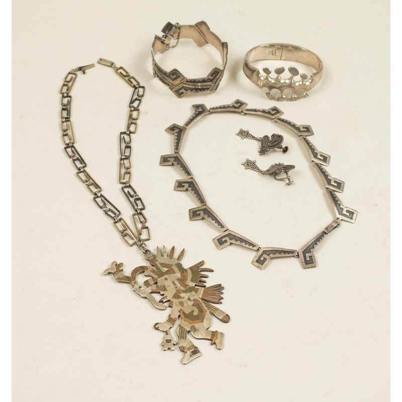 Sterling Silver Mexican Jewelry, 7.8 ozt. Witherell's Auction House