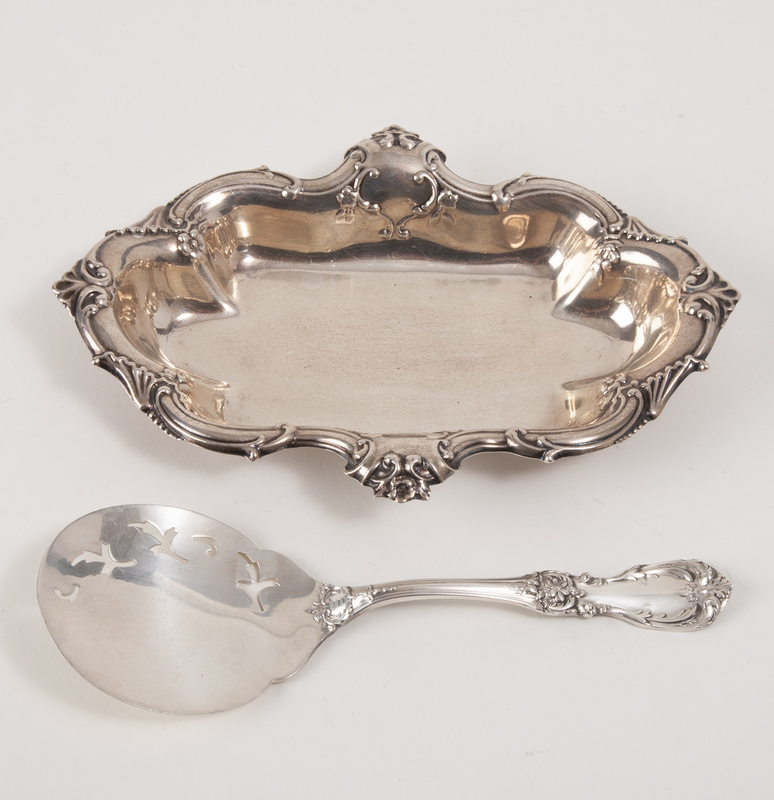 Reed and Barton Sterling Silver Tray and Serving Spoon, 7.59 ozt
