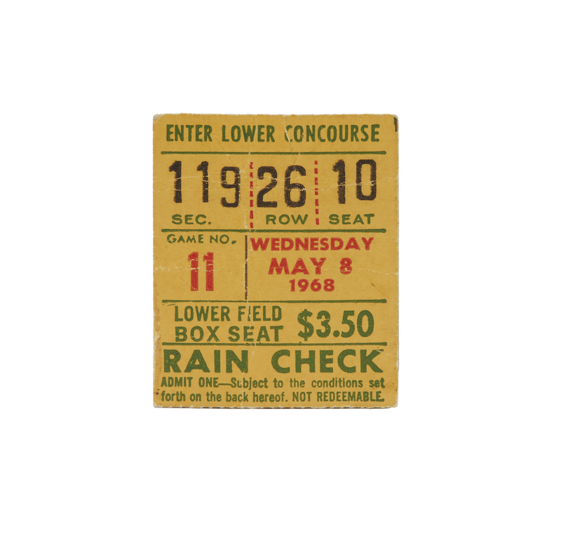 PSA 1968 Catfish Hunter Perfect Game Ticket Stub Witherell's Auction