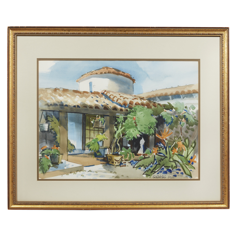 Post (19061997) Watercolor, "Redwood City Home" Witherell's