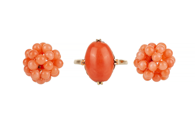 Coral Ring & Earrings Witherell's Auction House