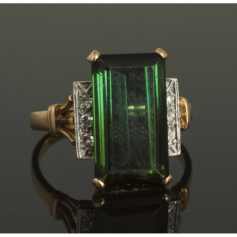 Green Tourmaline Diamond 14k Ring Witherell's Auction House