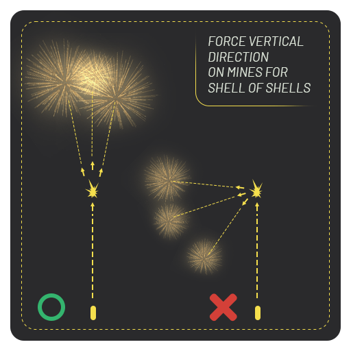 Is it possible to make a shell of shells explode vertically? FWsim