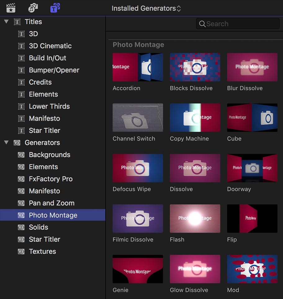 Photo Montage for Final Cut Pro, Motion, Premiere Pro, After Effects