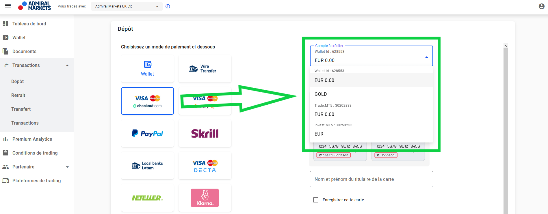 Comment Faire un Dépôt sur son Compte de Trading Admirals