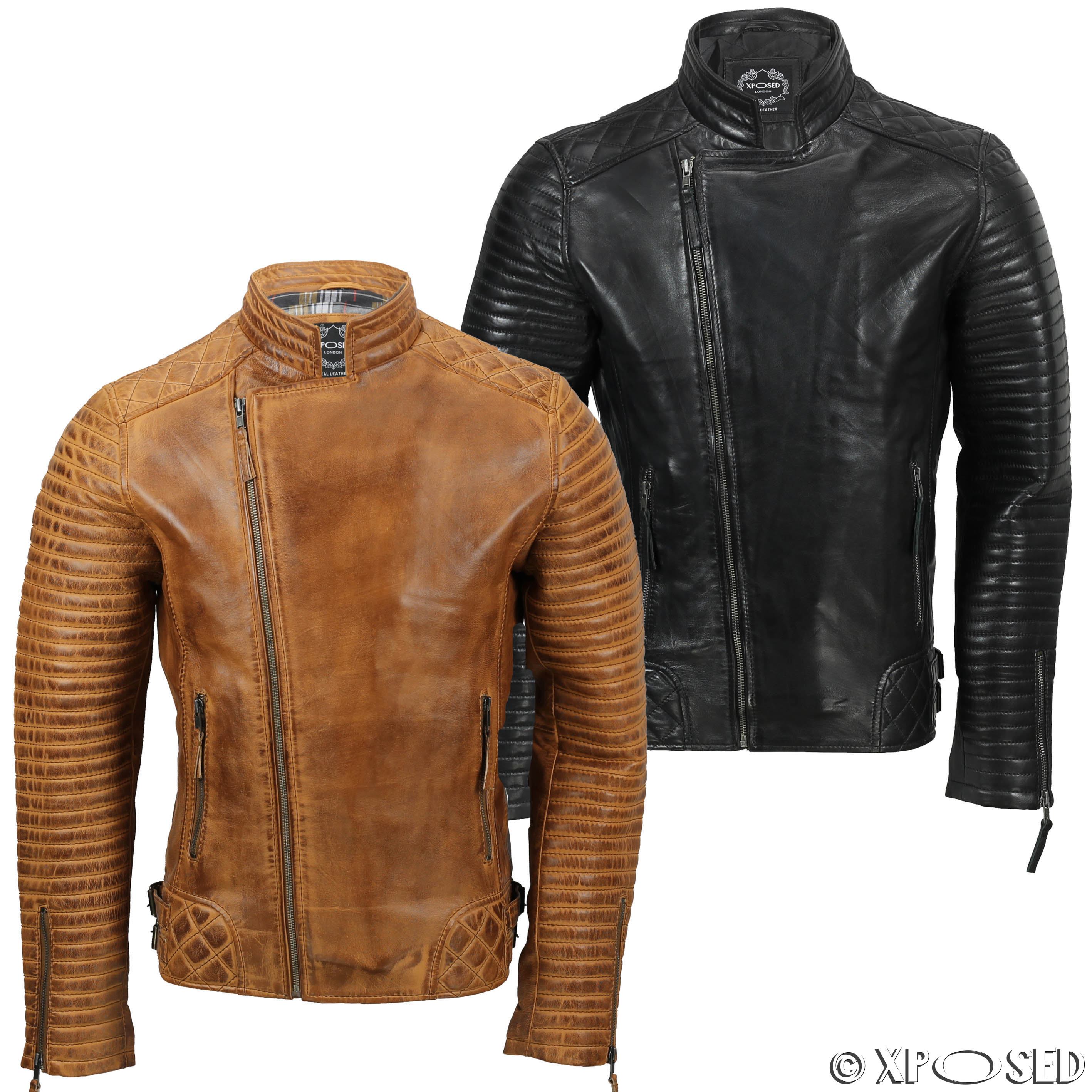 Mens Real Leather Biker Jacket Retro New Moto Cafe Style ... (2835 x 2835 Pixel)