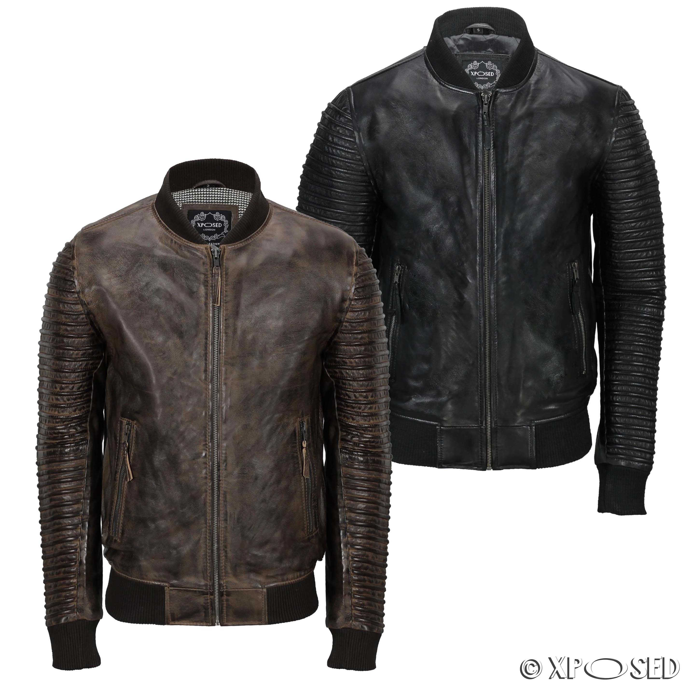 Mens Real Leather Bomber Black Brown Vintage Slim Fit ... (2835 x 2835 Pixel)