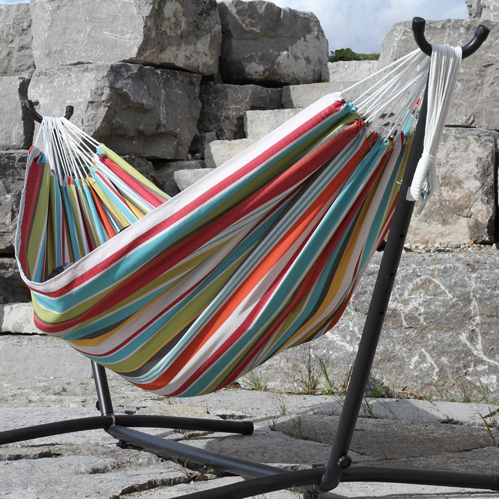Vivere UHSDO9 Double Hammock with SpaceSaving Steel Stand