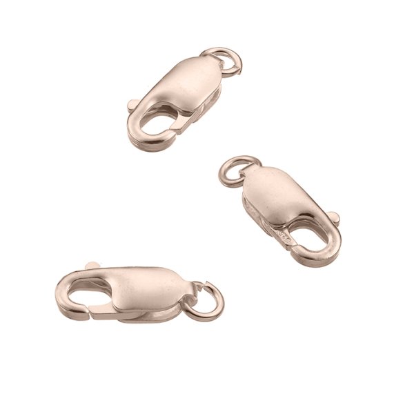 Pink Gold 1µ 13,6mm rectangular lobster claw clasps with open ring