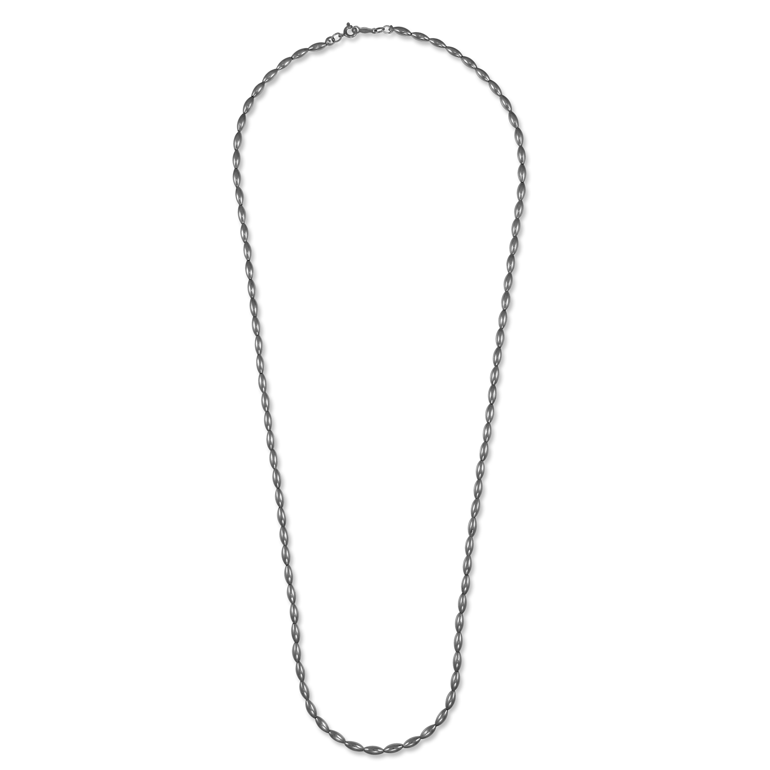 Charleston Rice Bead NecklaceSingle Strand Sterling Silver G2 Silver