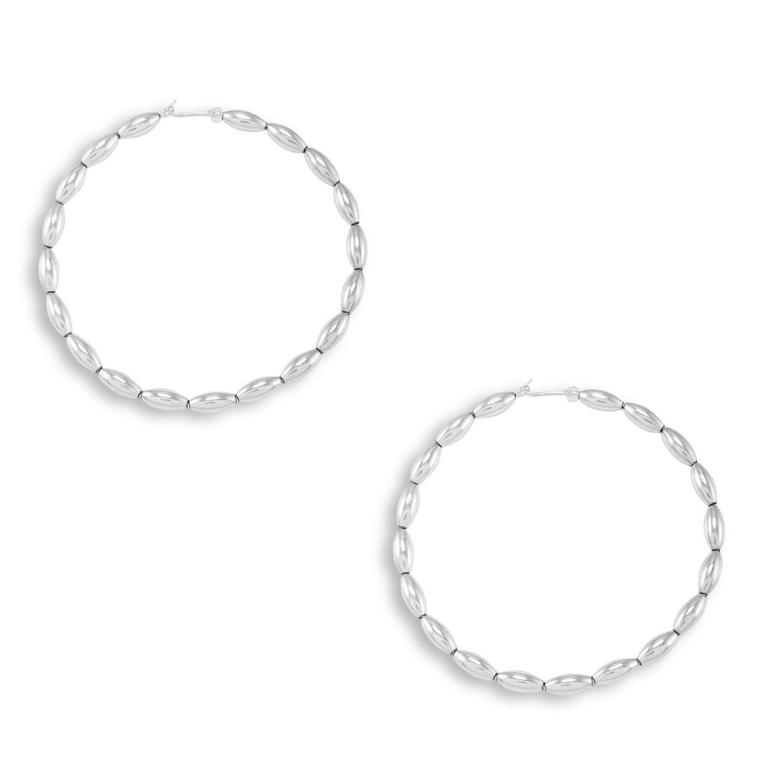 Charleston Rice Bead Hoop EarringMedium Sterling Silver G2 Silver