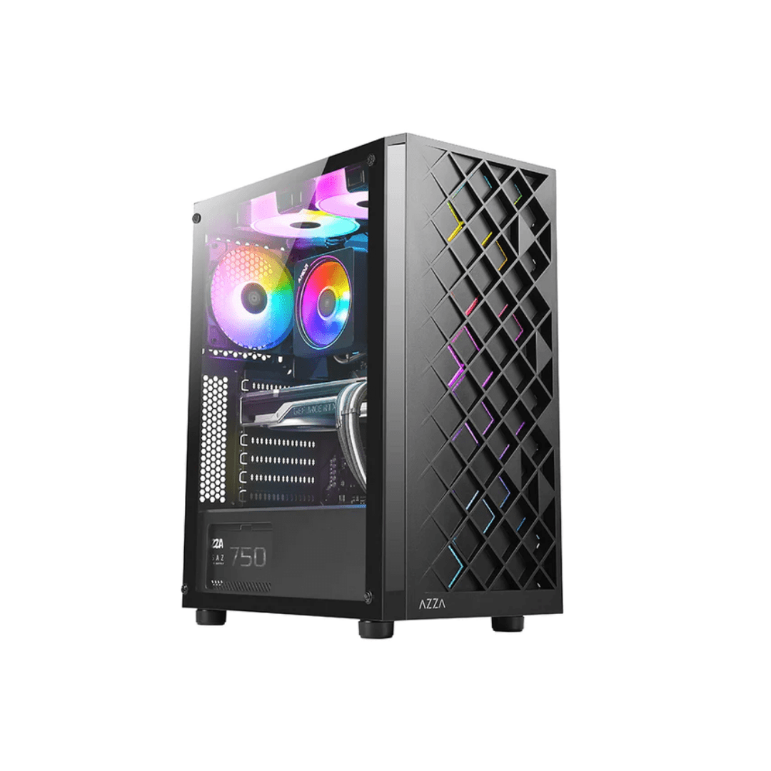 AZZA Spectra Black ATX Mid Tower Gaming Case With 1 Argb Fan – G3XT
