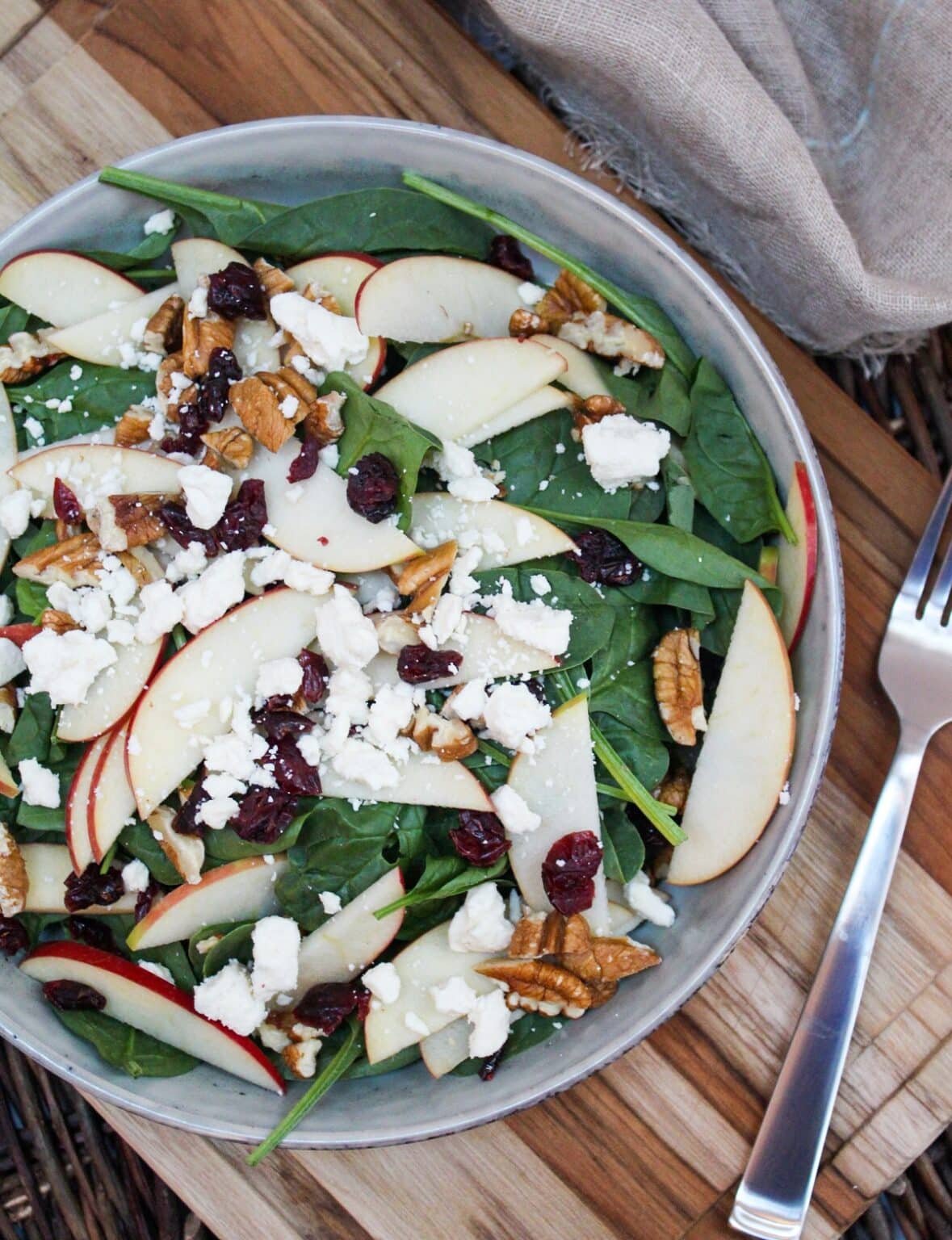 Apple Cranberry Spinach Salad Cheese Curd In Paradise