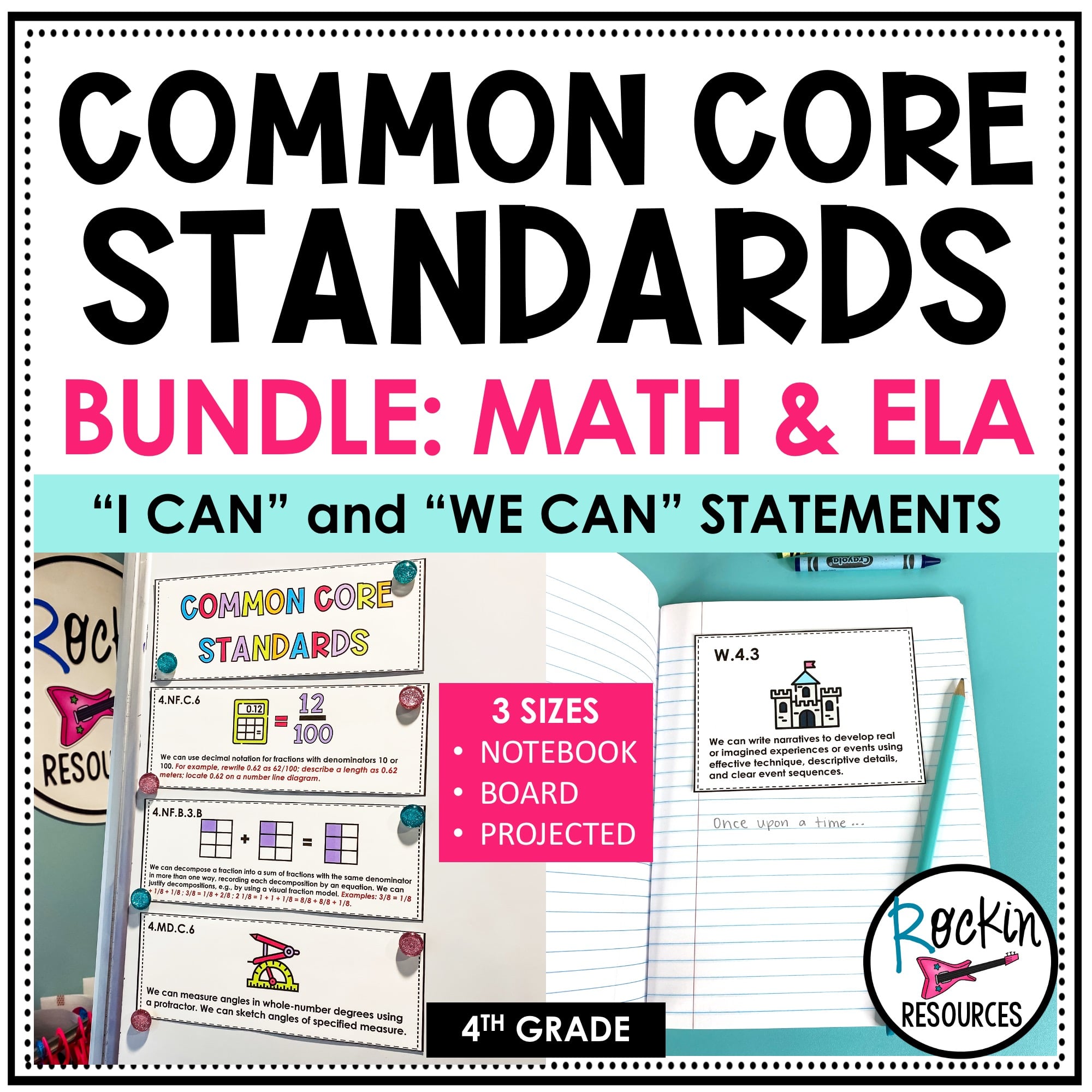 Common Core Standards "I can" and "We can" Statements 4th Grade ELA