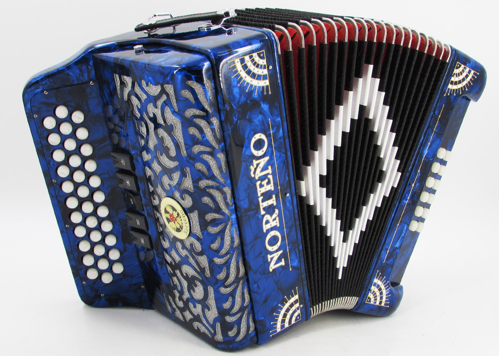 Norteño Brand Accordion 5 Registers Blue Pearl/White Sun Gabbanelli