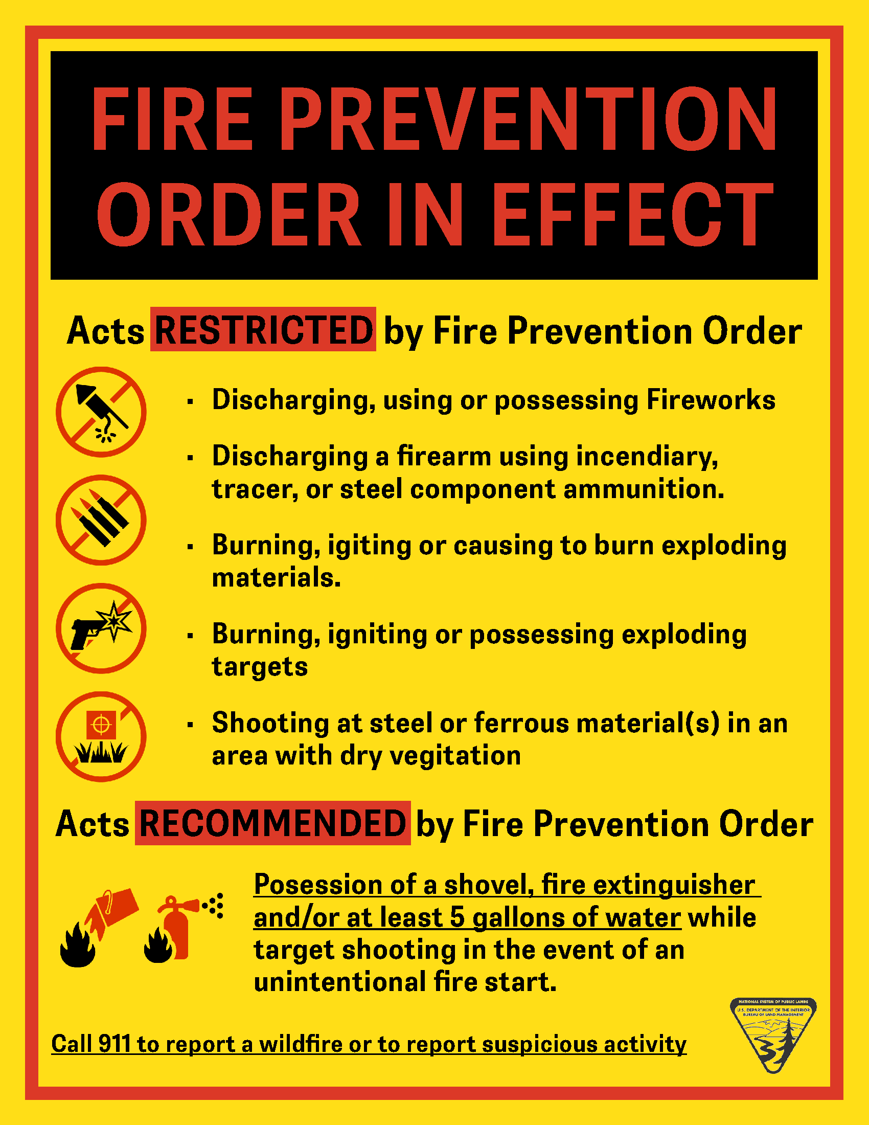 Current Fire Prevention Restrictions for Eastern Idaho