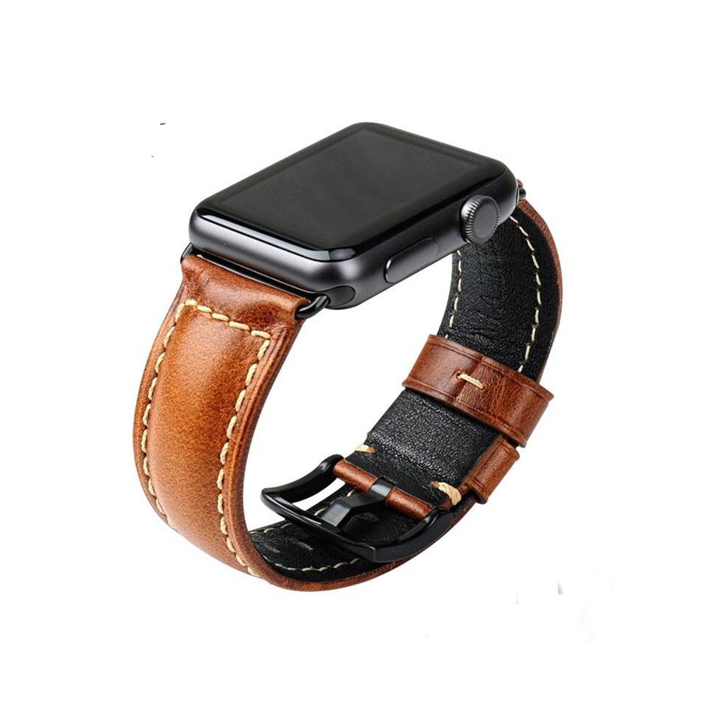 Apple Watch Oil Wax Leather Strap [Brown] [3844mm] Gadget BD