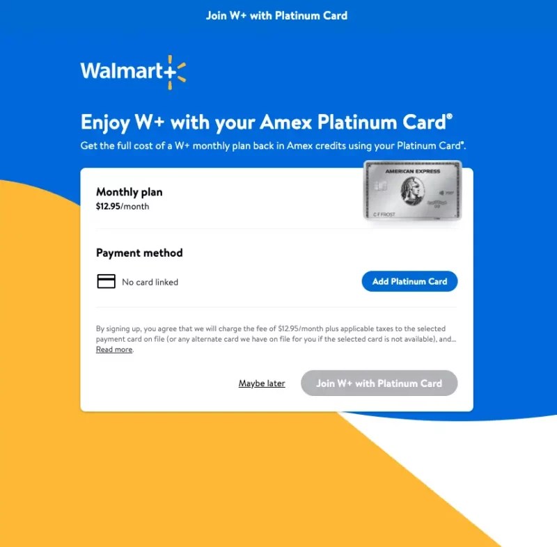 What is Amex Platinum Walmart Plus benefits?