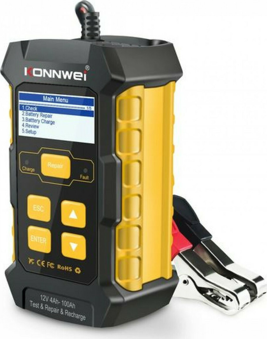 KONNWEI 12V 5A Full Automatic Car Battery Tester Pulse Repair Charger