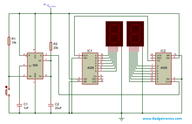 3 Digit 7 Segment Display Counter Circuit