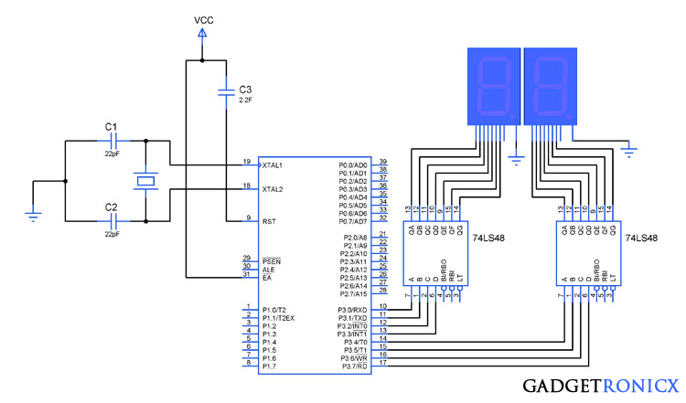Circuit Diagram For 7 Segment Led Display By Using 8051 - Circuit Diagram