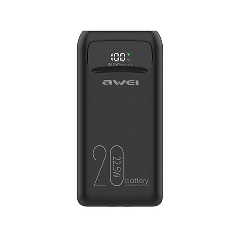 Awei P169K 22.5W 20000mAh Power Bank with Builtin Cables LCD Display