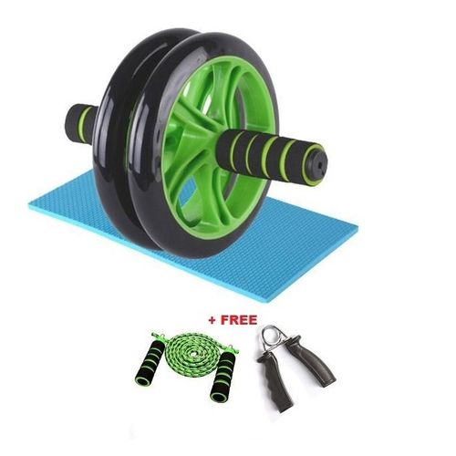 AB Wheel Abs Roller Workout+Knee Mat+Skipping Rope+HandGrip Gadgets Home