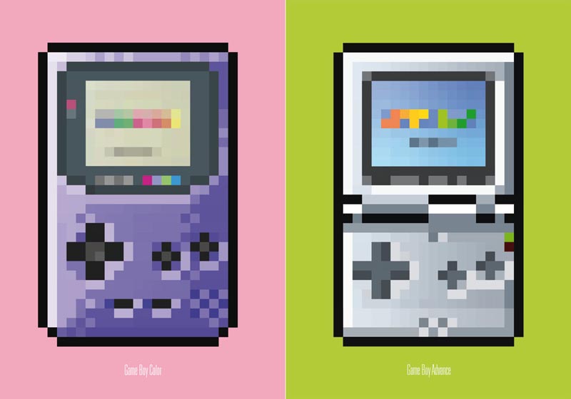 Game Console Themed Posters with Pixel Art Style Gadgetsin