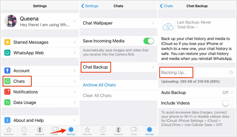 Arbeitsmethode zum Wiederherstellen von WhatsAppChats auf einem