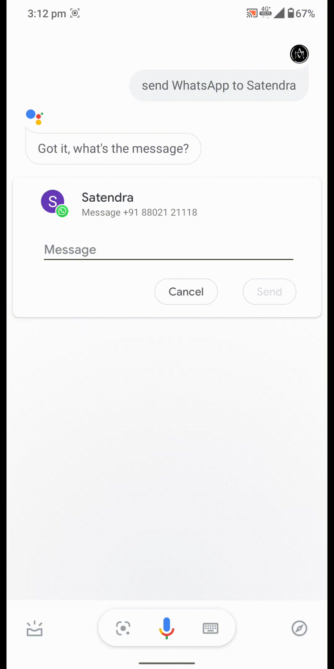 Voice कमांड का उपयोग करके फोन पर Whatsapp का उपयोग करें