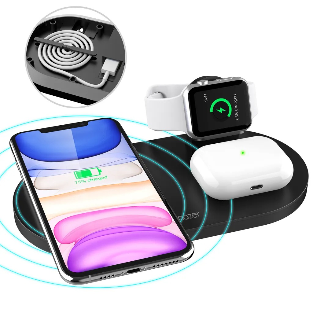 Mazer TRIO 3in1 Dual Wireless + Apple Watch Wireless Charging Stand
