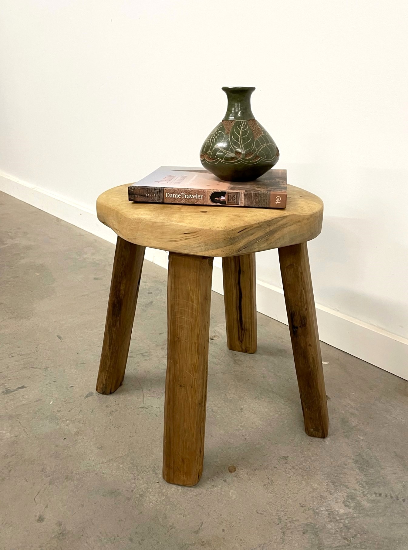 Rustic Wood Side Table Stool Gado Gado