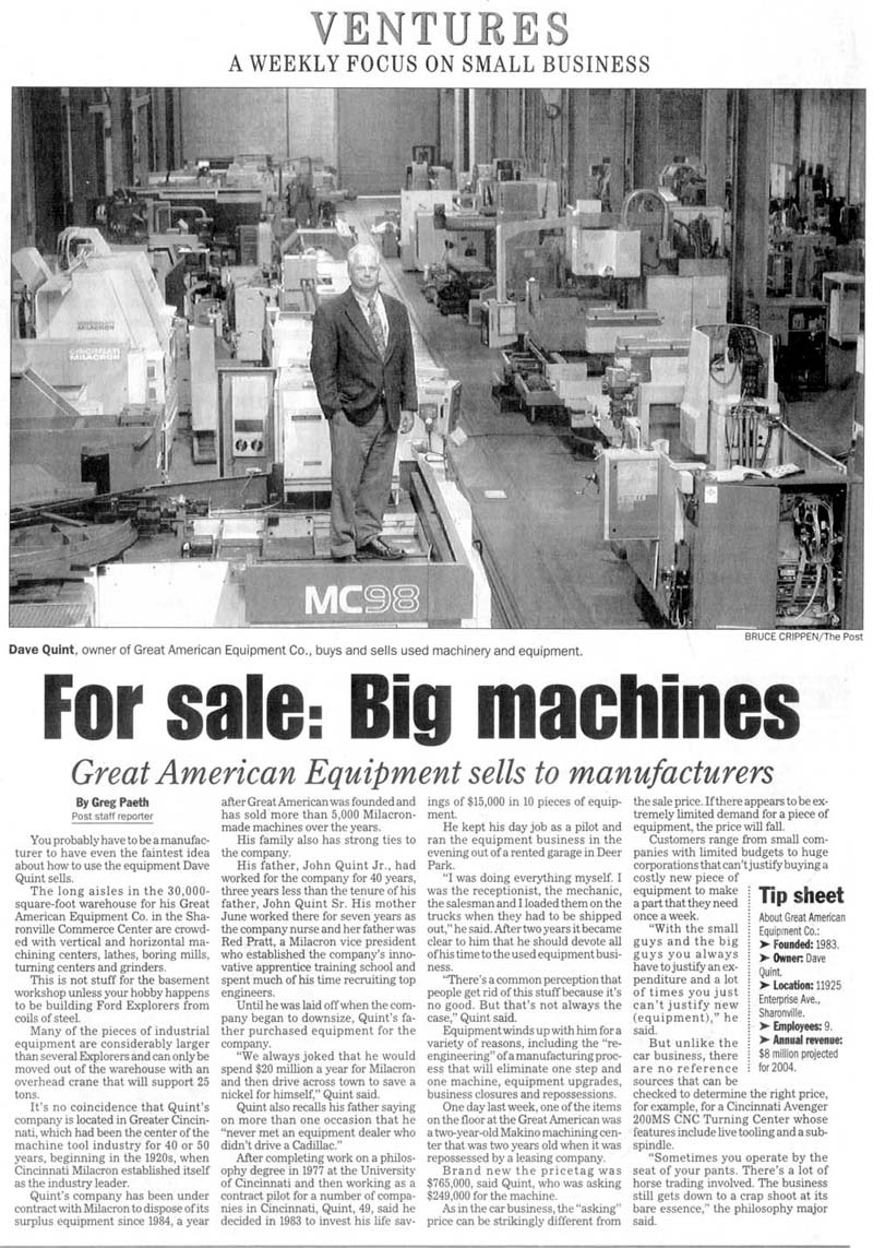 Great American Equipment Company About us Letter from President