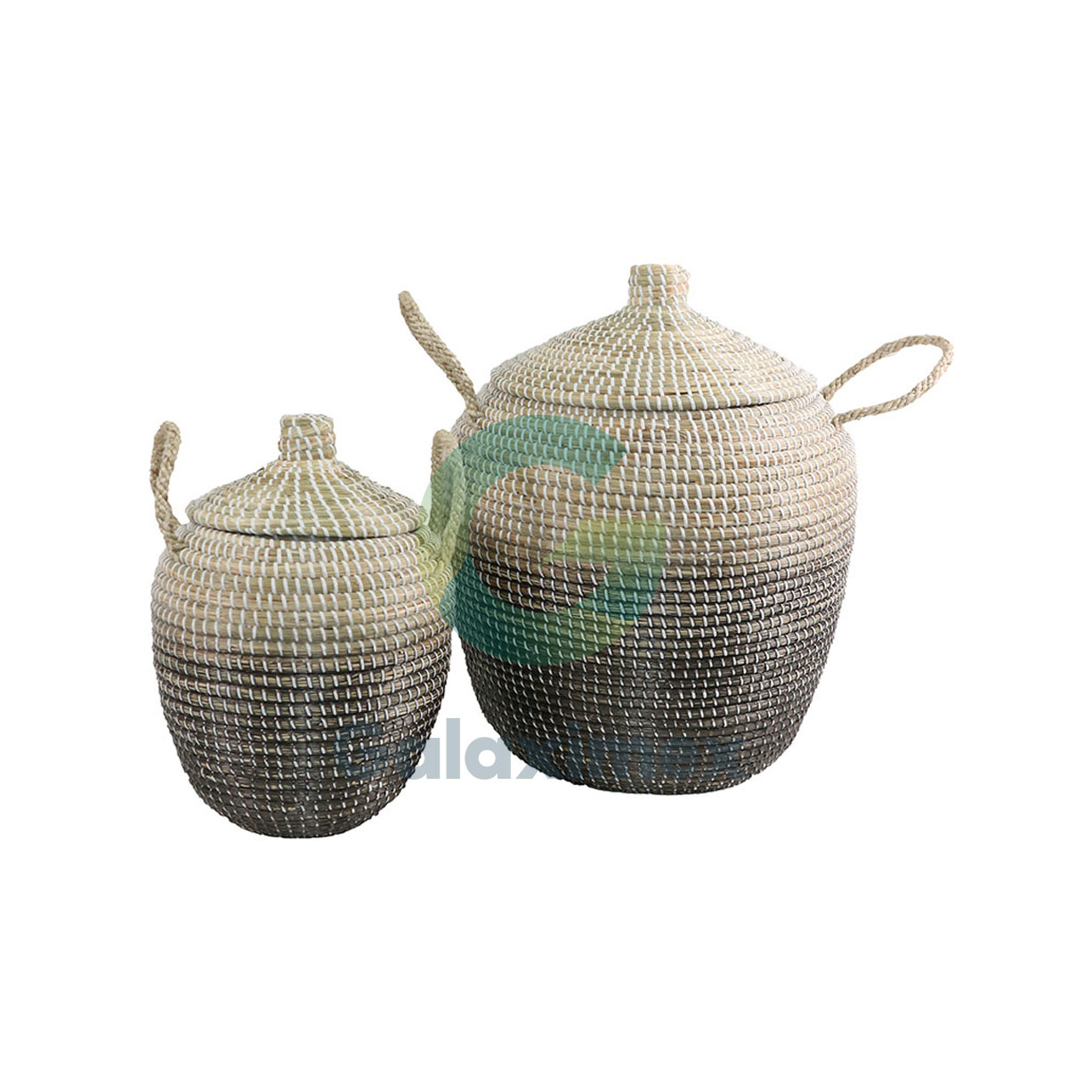 Black Ombre Seagrass Laundry Basket With Lid Galaximex
